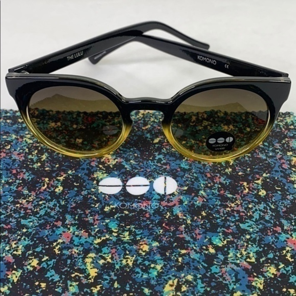 Komono Sunglasses 🕶 Lulu Black Yellow NEW Cat Eye - Picture 13 of 16